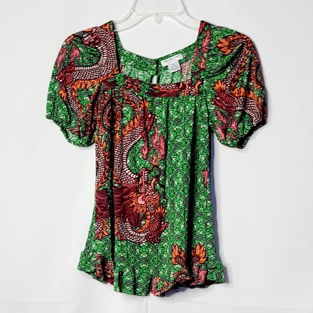 NWOT Nieves Lavi New York Square neck ruffle top